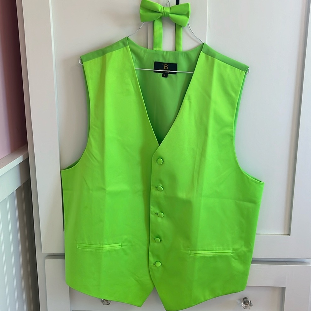 Lime Green Formal Vest with Bow tie
